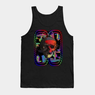 Trippy Psychedelic Skull Colorful Mushroom Skeleton Tank Top